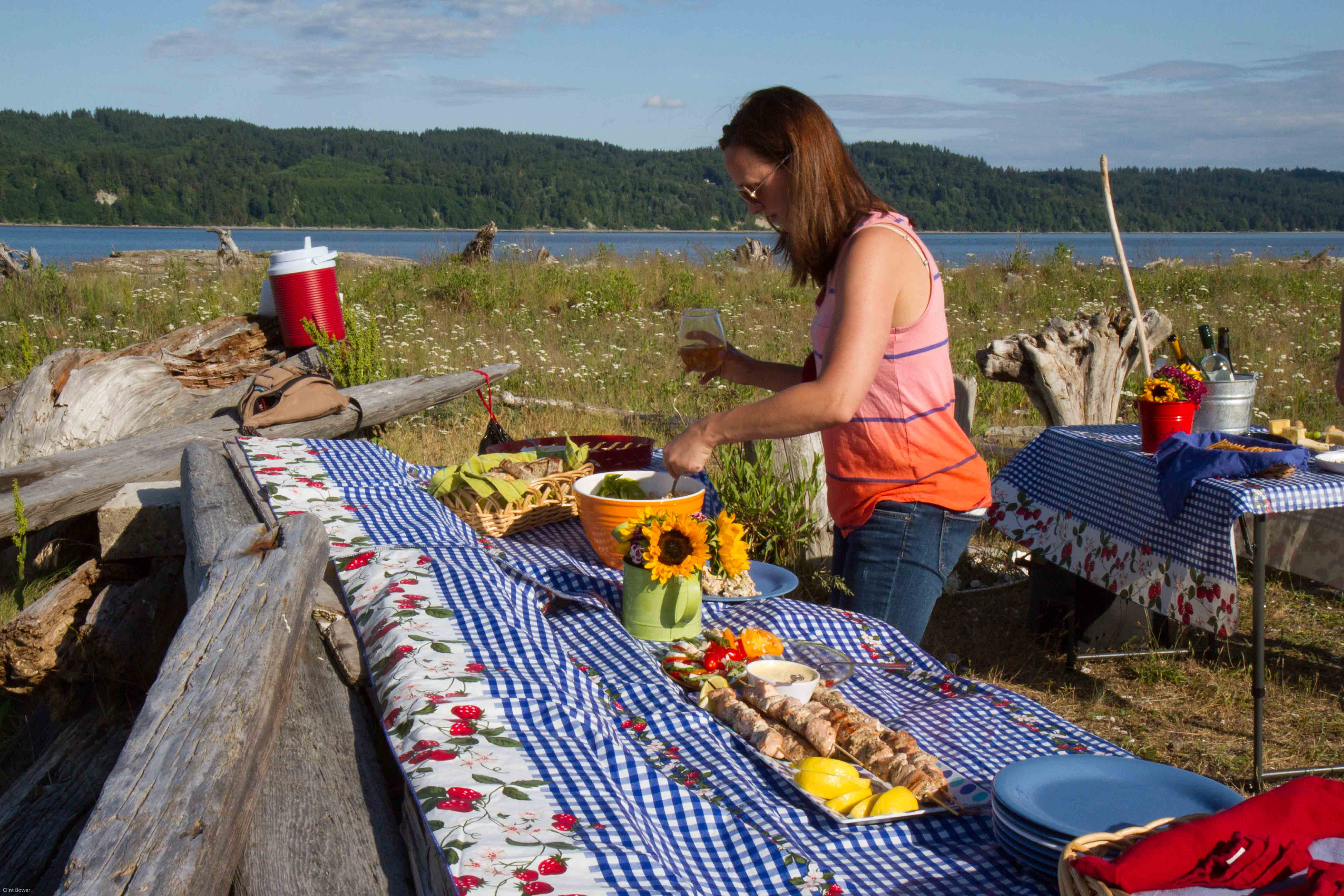 Setting up for a picnic